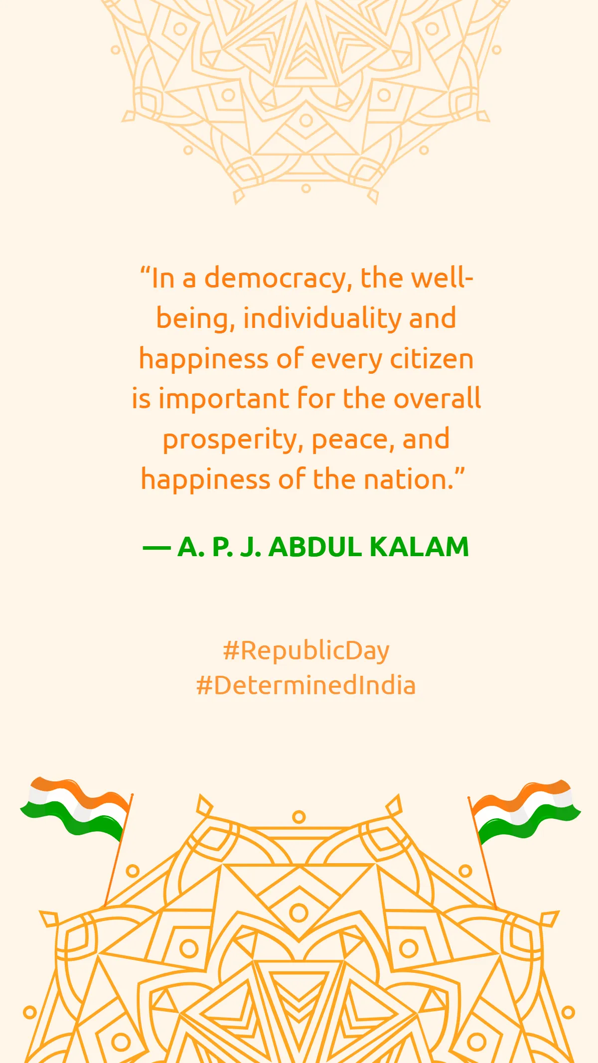 Free Determined India Republic Day Quote Template to Edit Online