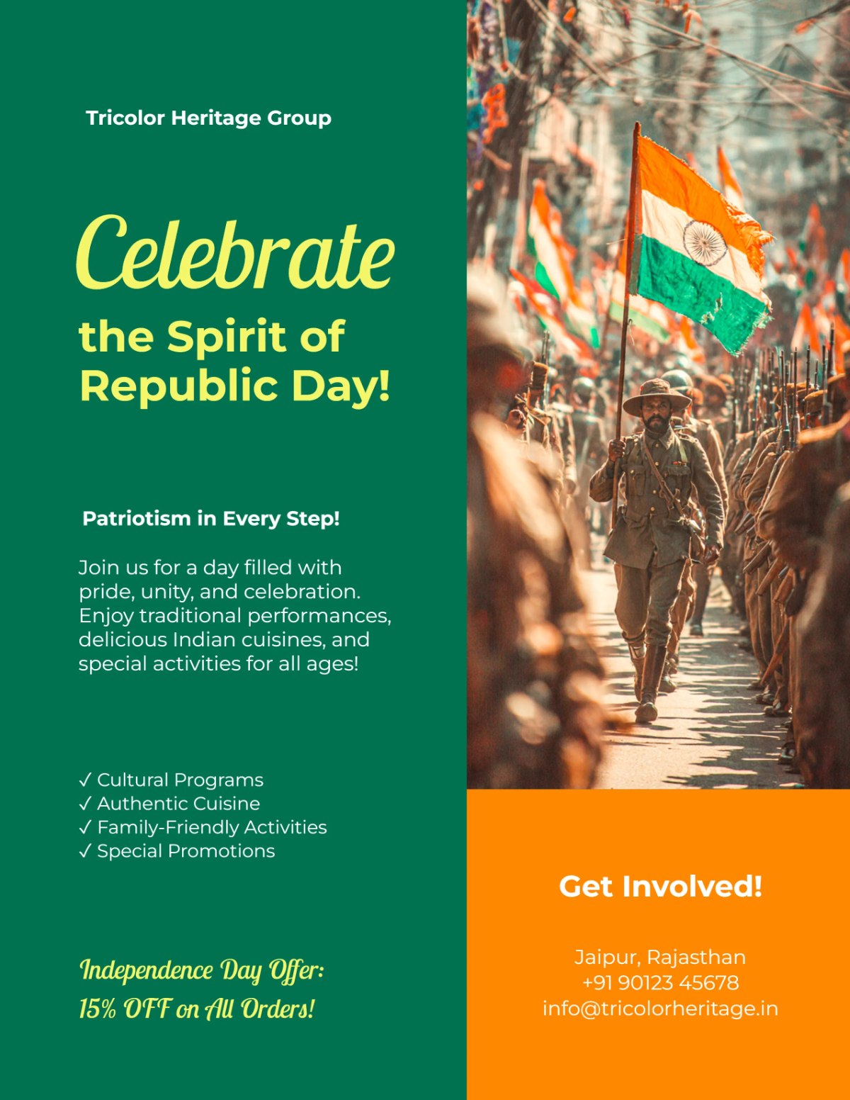 Free Minimalist India Republic Day Flyer Template to Edit Online