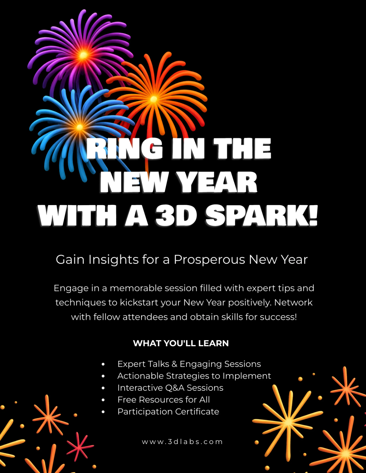3D Illustrated New Year Flyer Template