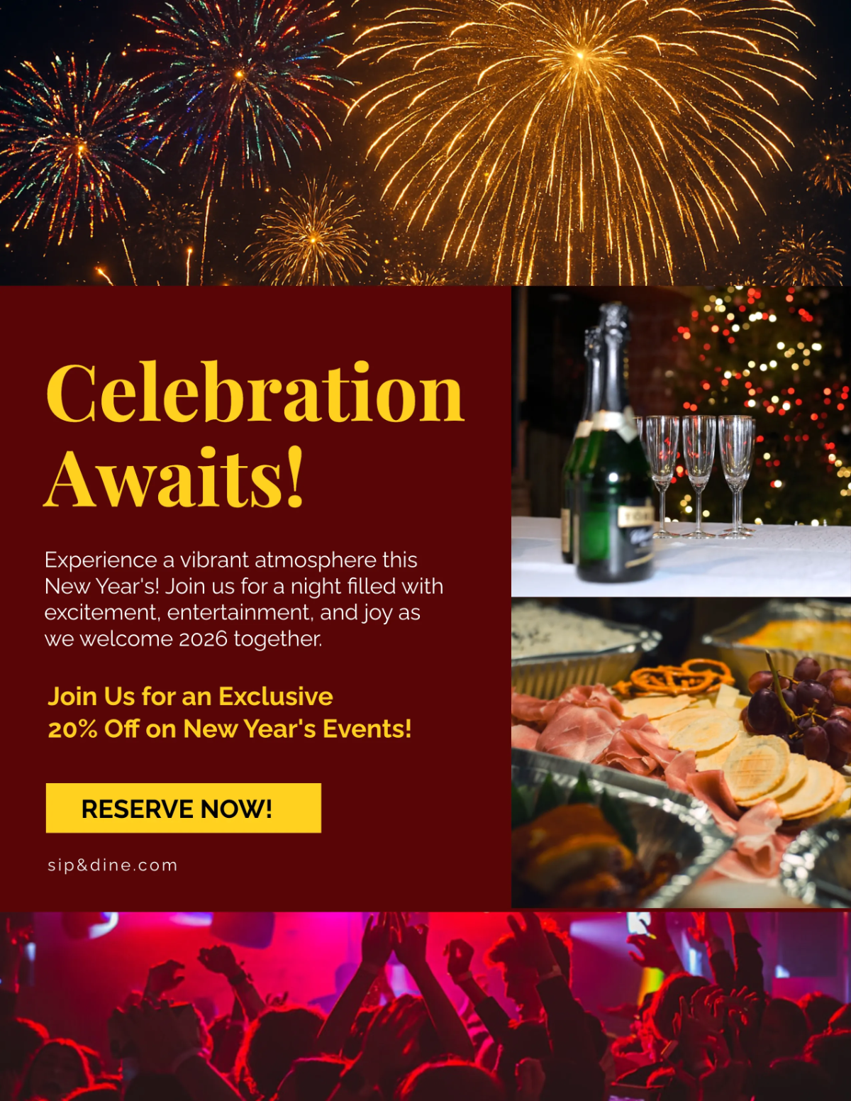 Happy New Year 2026 Flyer Template