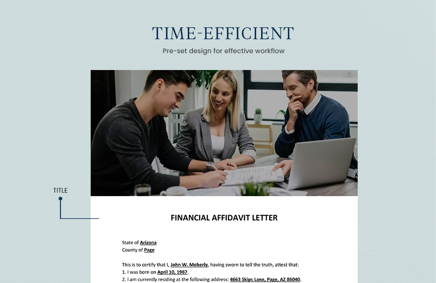 Financial Affidavit Letter