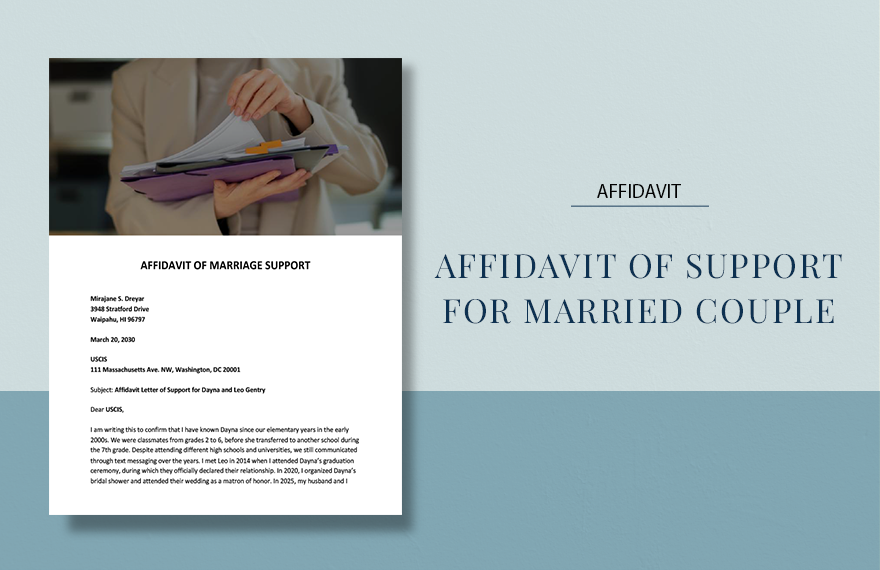 Affidavit of Support for Married Couple Sample Template