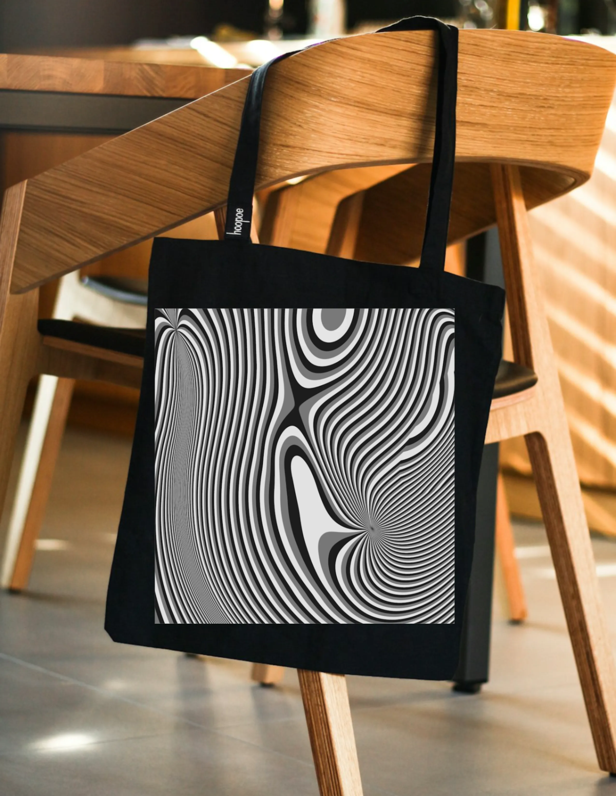 Free Black Dynamic Tote Bag Mockup Template to Edit Online
