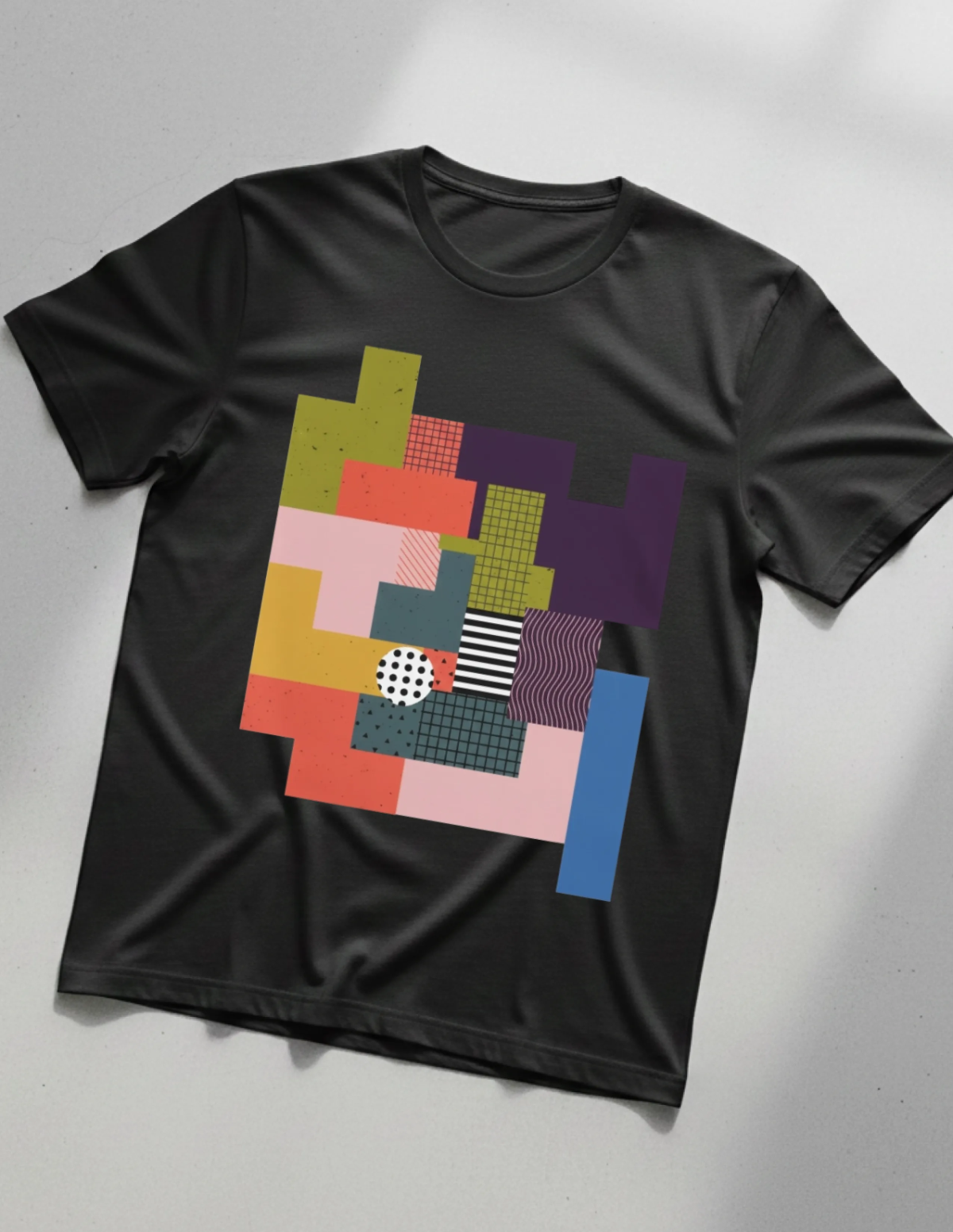 Free Colorful Pattern T-Shirt Mockup Template to Edit Online
