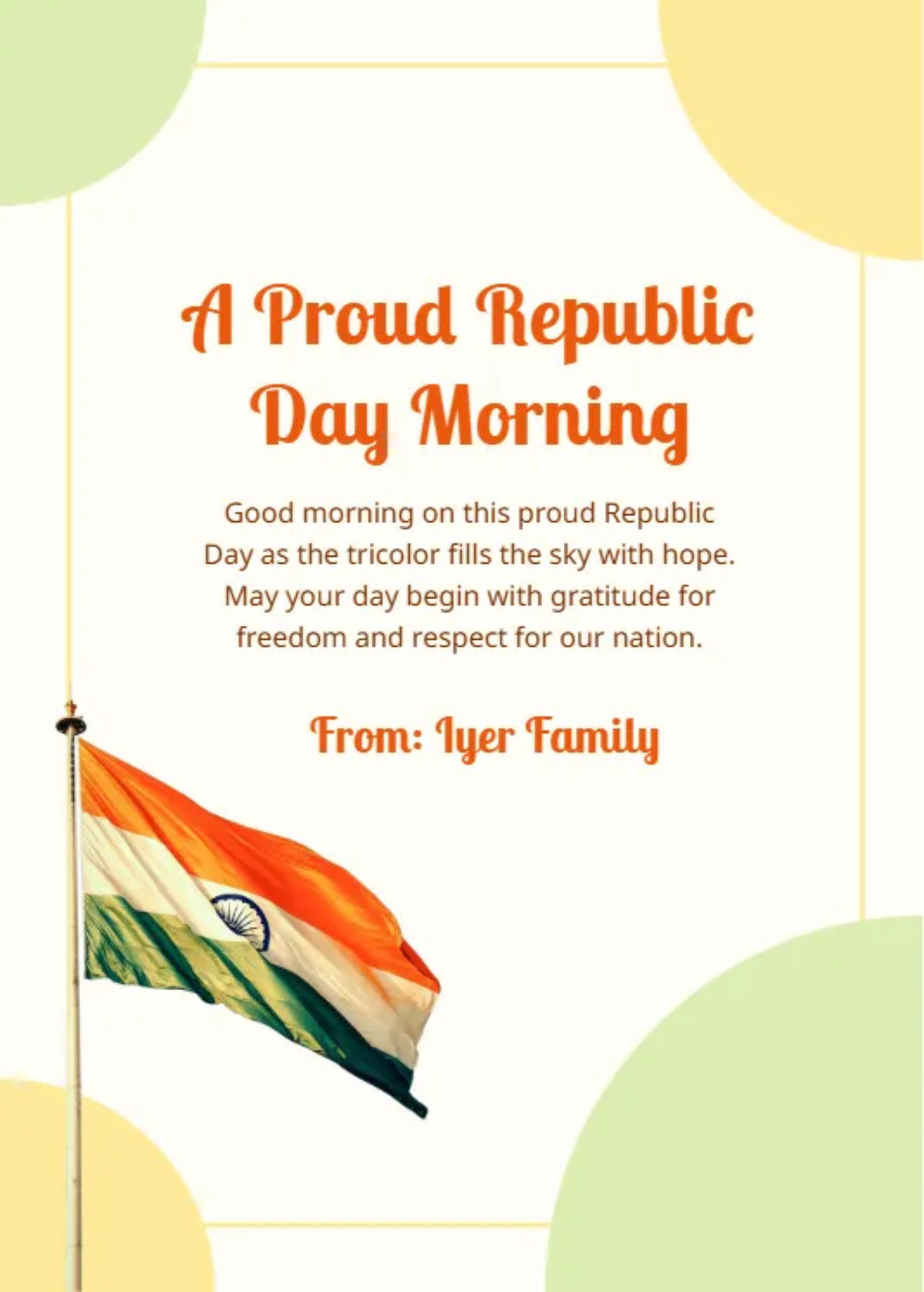 India Republic Day Good Morning Wishes Template