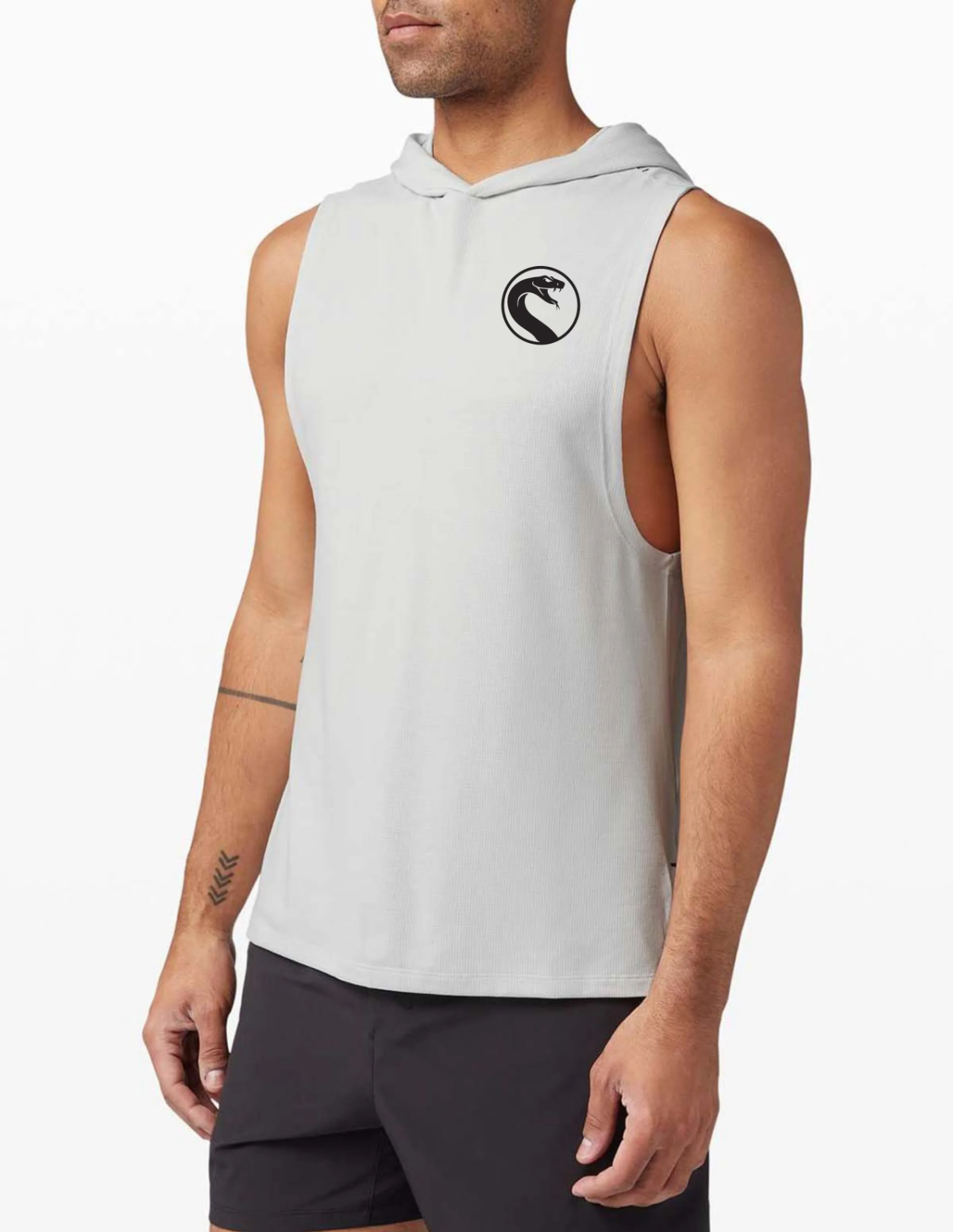 Free Grey Sleeveless Hoodie Mockup Template to Edit Online