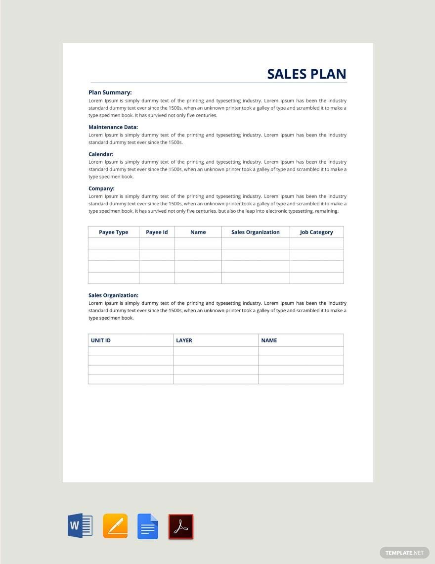 Sales Report Plan Template