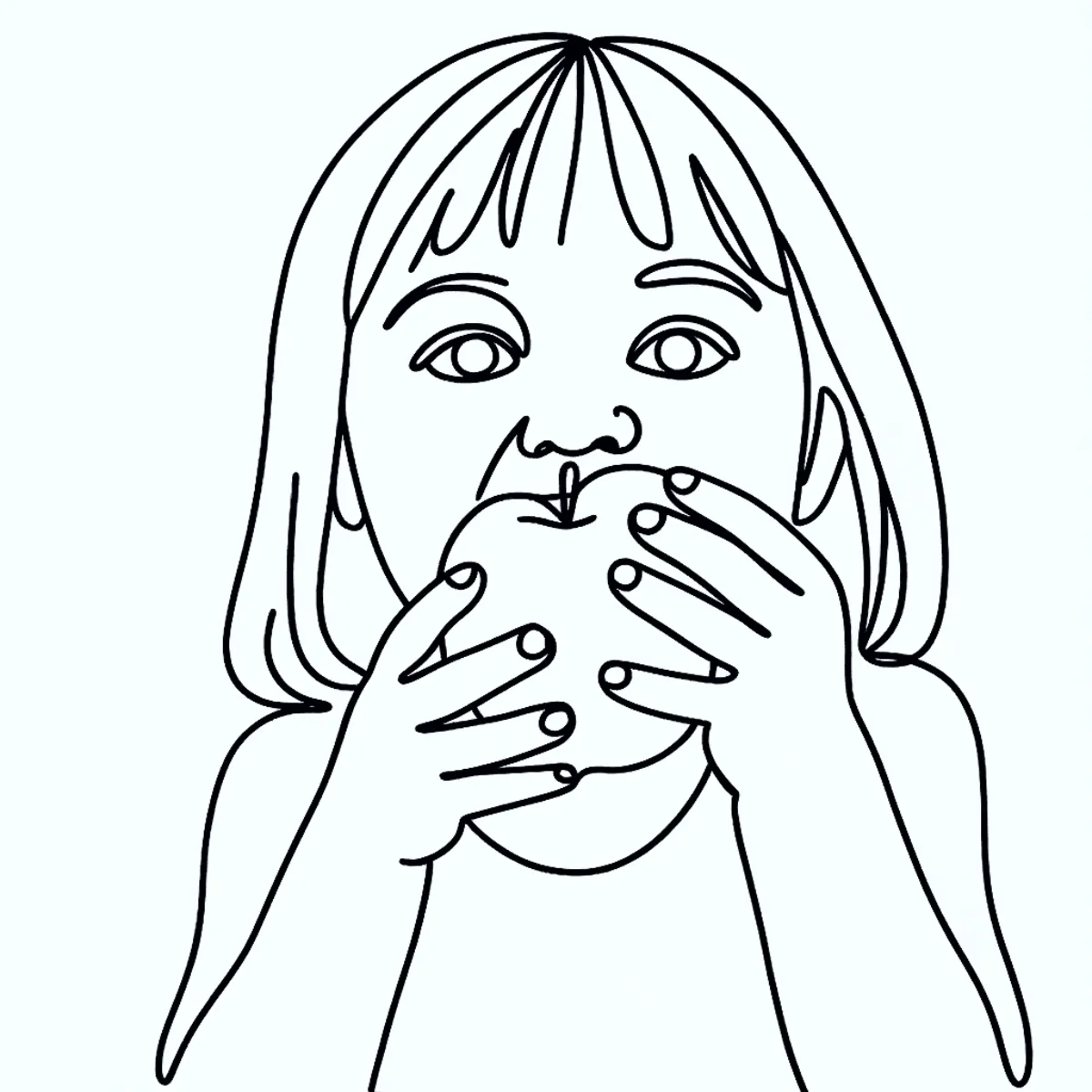 Free Girl Eating Apple Simple Line Photo to Cartoon to Edit Online Free Girl Eating Apple Simple Line Photo to Cartoon to Edit Online