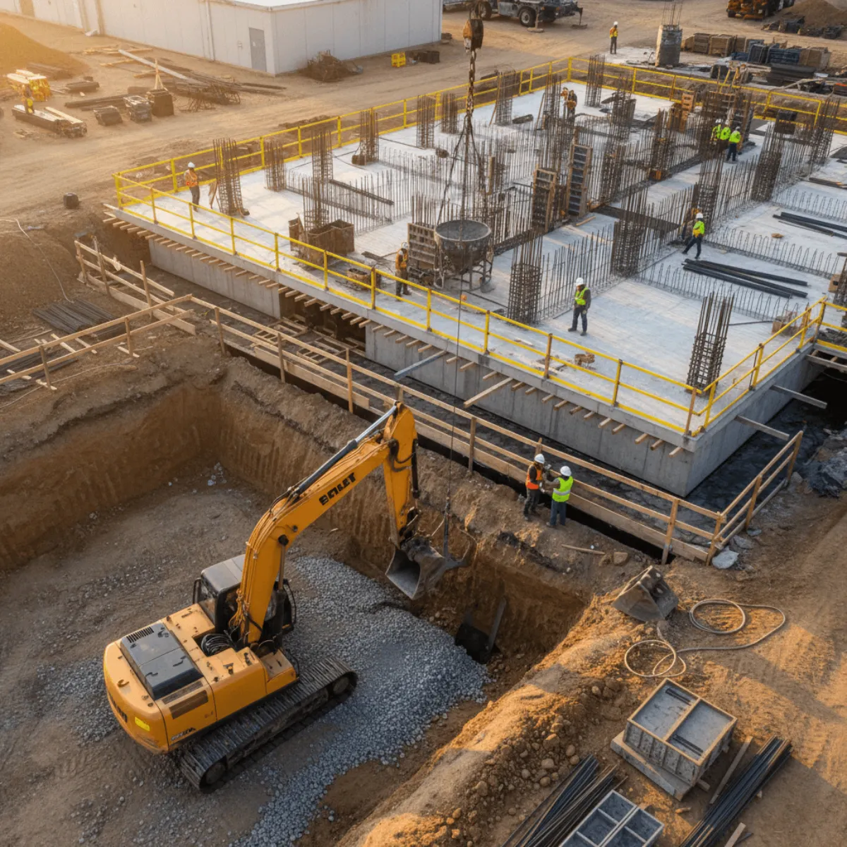 Concrete Pour Preparation Jobsite Image