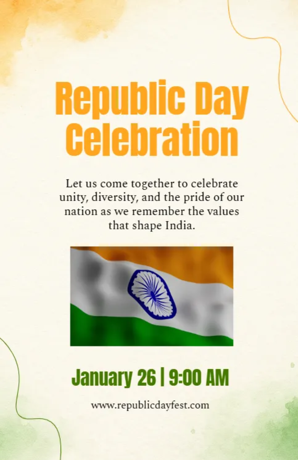 Free Easy India Republic Day Poster Template to Edit Online