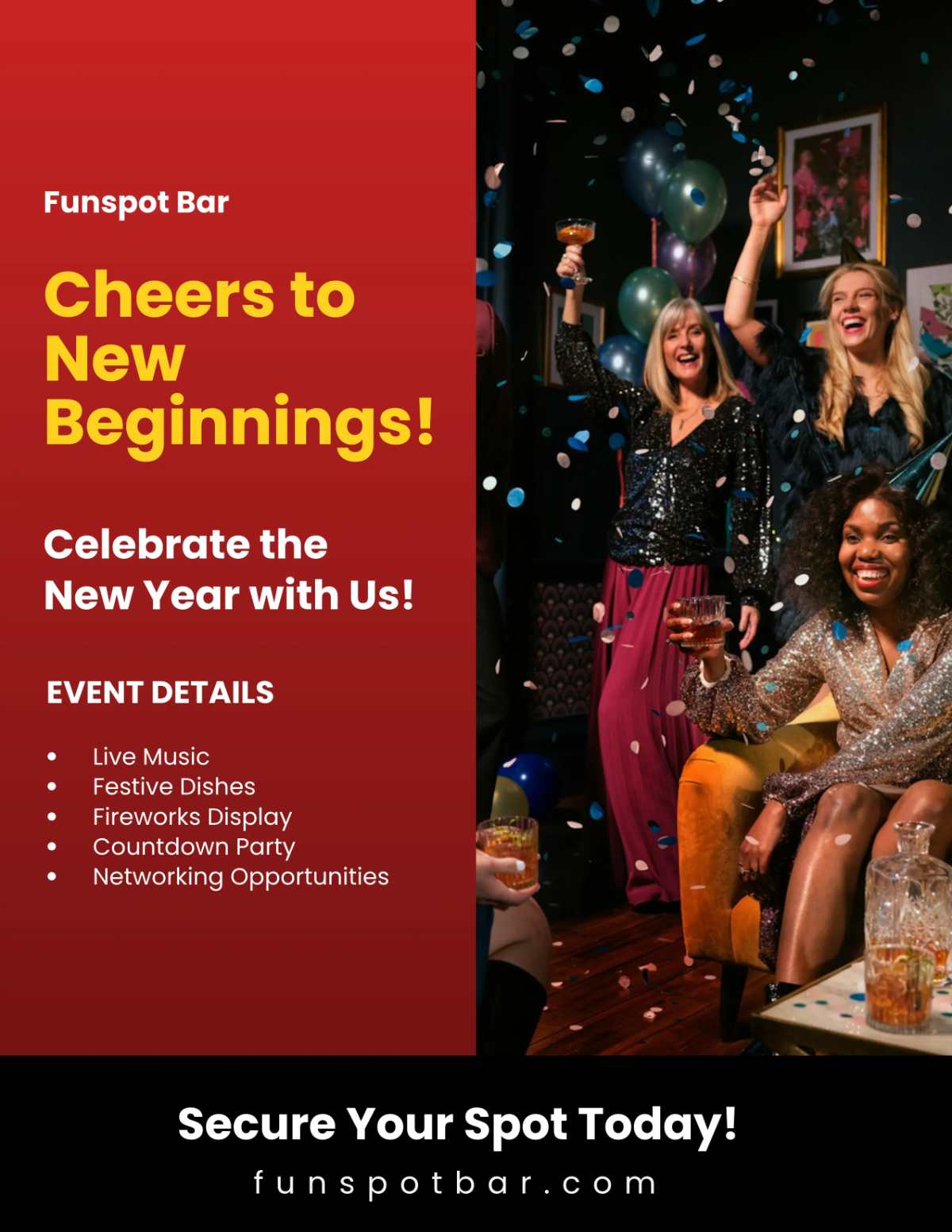 Free Modern Happy New Year Flyer Template to Edit Online