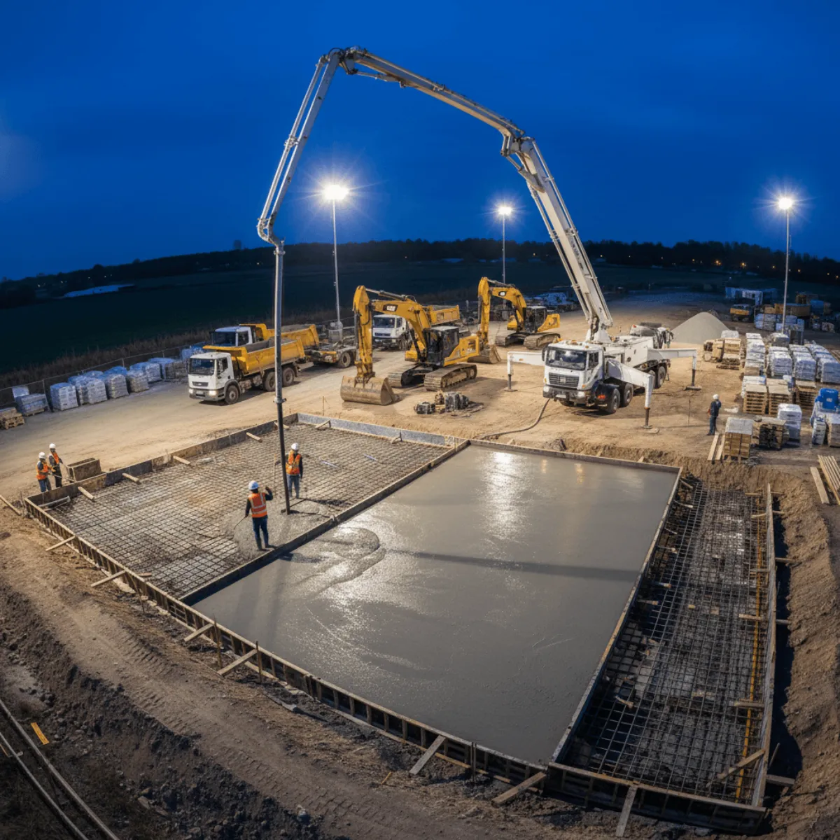 Concrete Pour Preparation Jobsite Facade Image