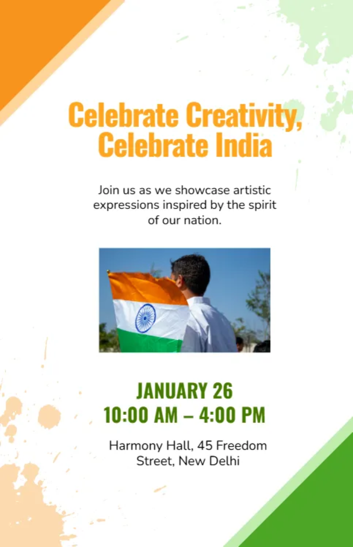 Free Creative India Republic Day Poster Template to Edit Online