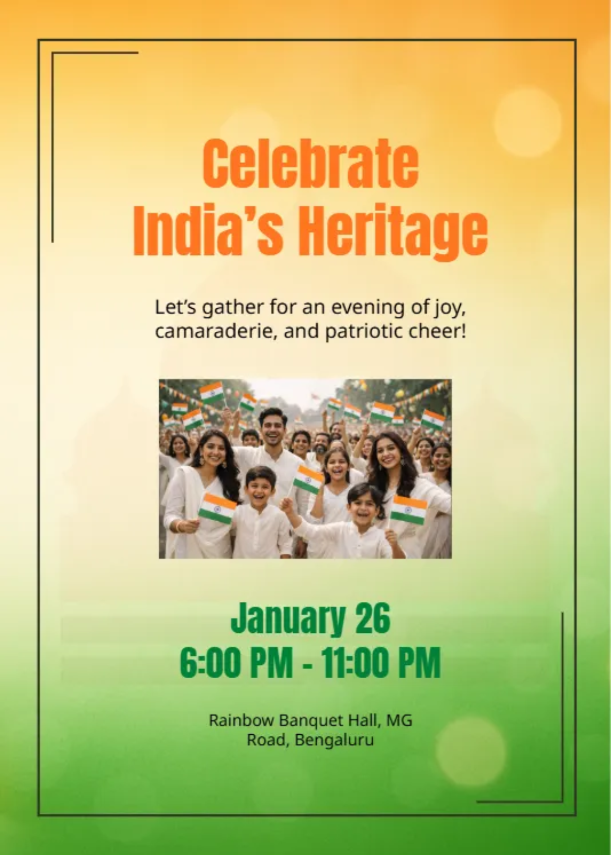 Free Traditional India Republic Day Invitation Template to Edit Online
