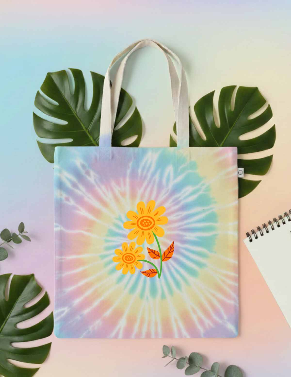 Free Colorful Market Tote Bag Mockup Template to Edit Online