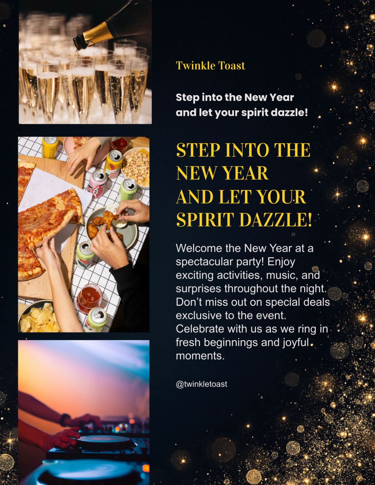 Free Glitter New Year Flyer Template to Edit Online