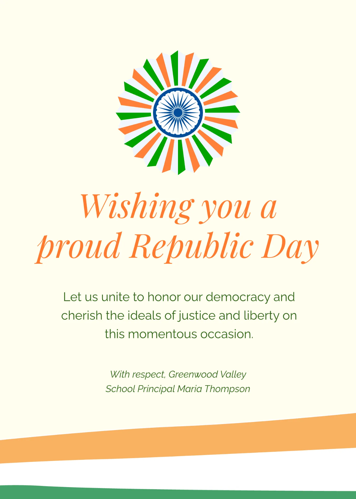 Free India Republic Day Best Wishes Template to Edit Online