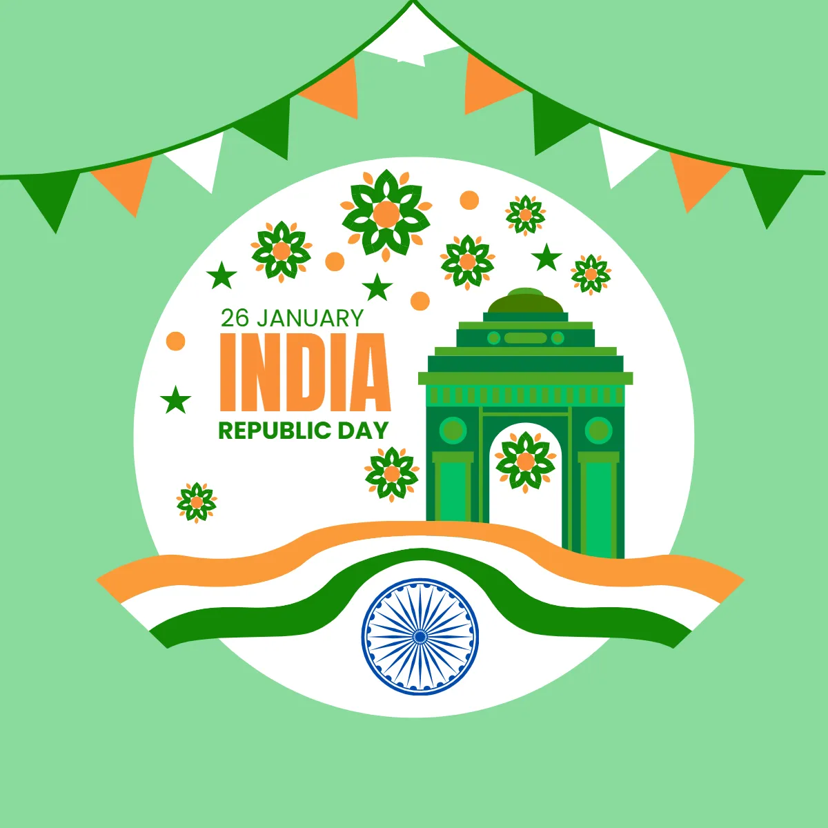 Free India Republic Day Fest Cliparts Template to Edit Online