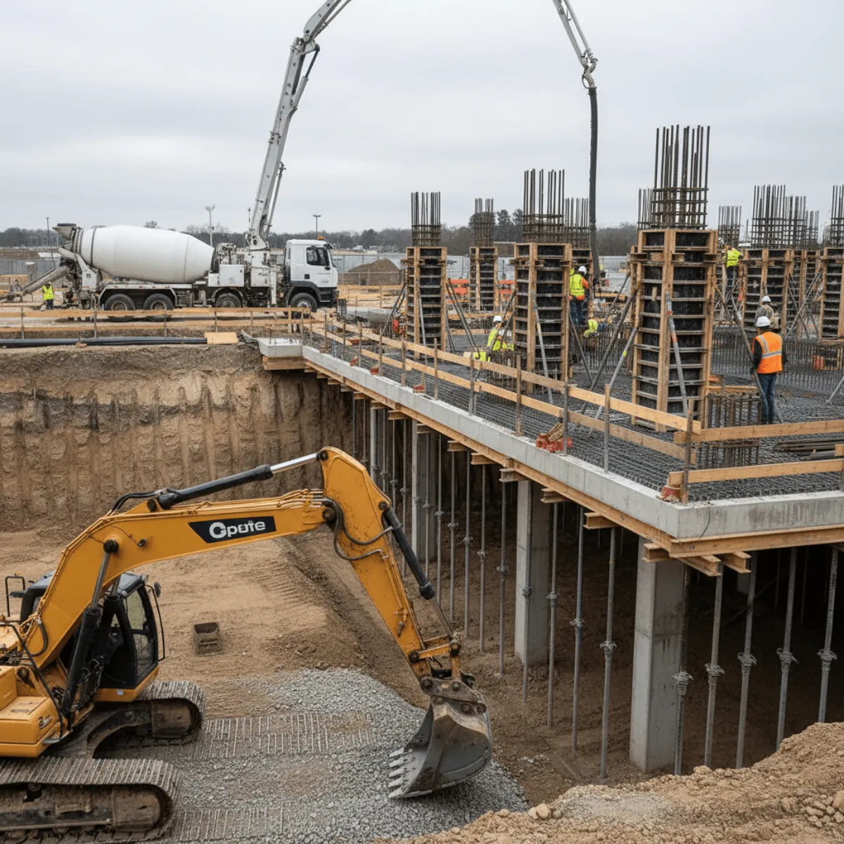 Concrete Preparation Worksite Industrial Image