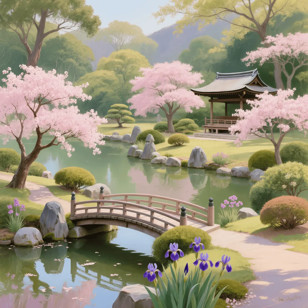 Free Japanese Garden Art Template to Edit Online