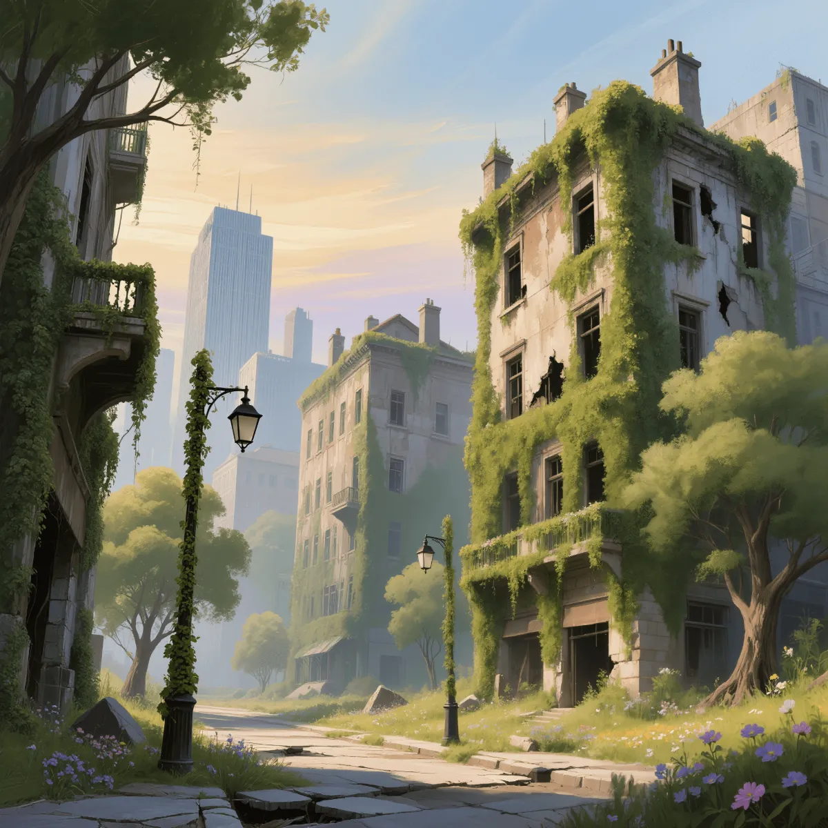 Free Nature Building Art Template to Edit Online