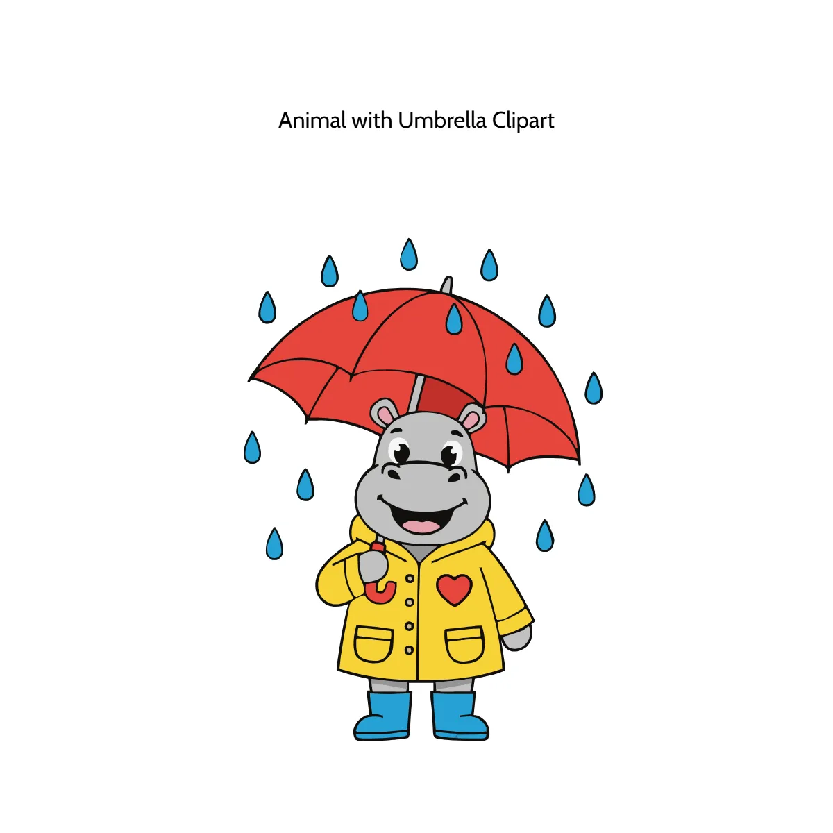 Free Animal with Umbrella Vector Clipart (PNG, SVG) to Edit Online