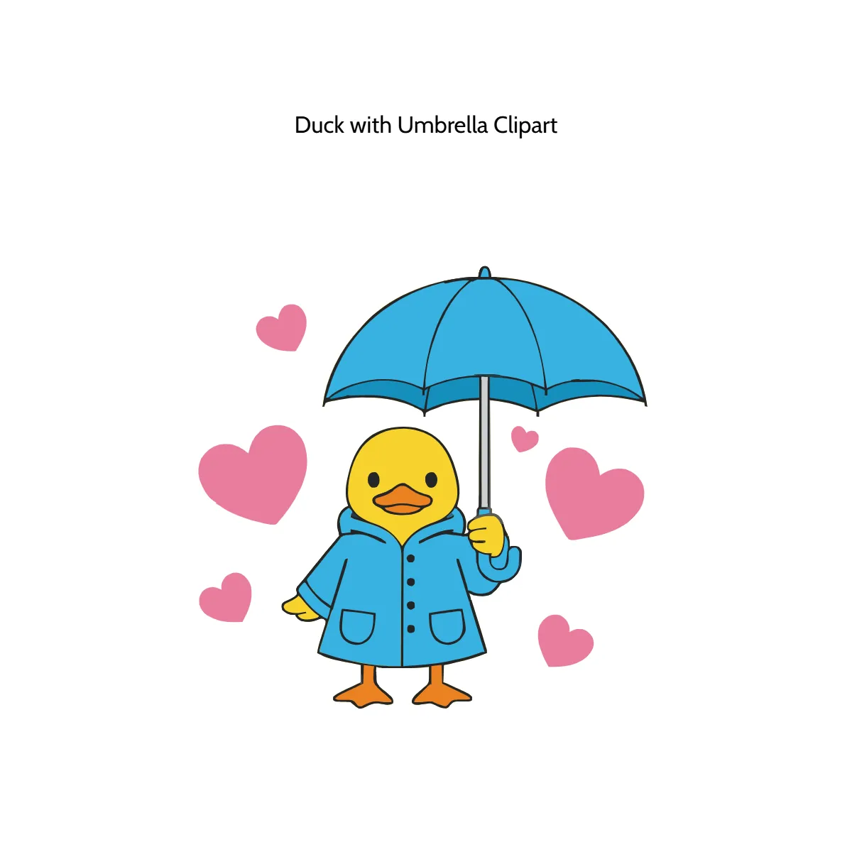 Free Duck with Umbrella Vector Clipart (PNG, SVG) to Edit Online