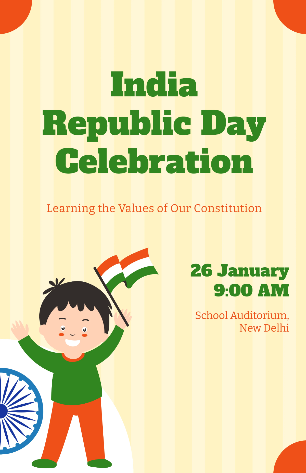 Free School India Republic Day Poster Template to Edit Online