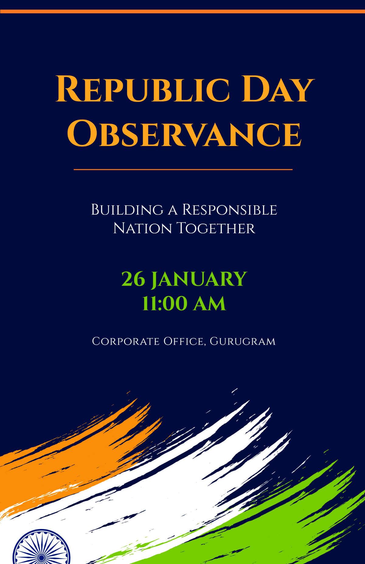 Free Corporate India Republic Day Poster Template to Edit Online