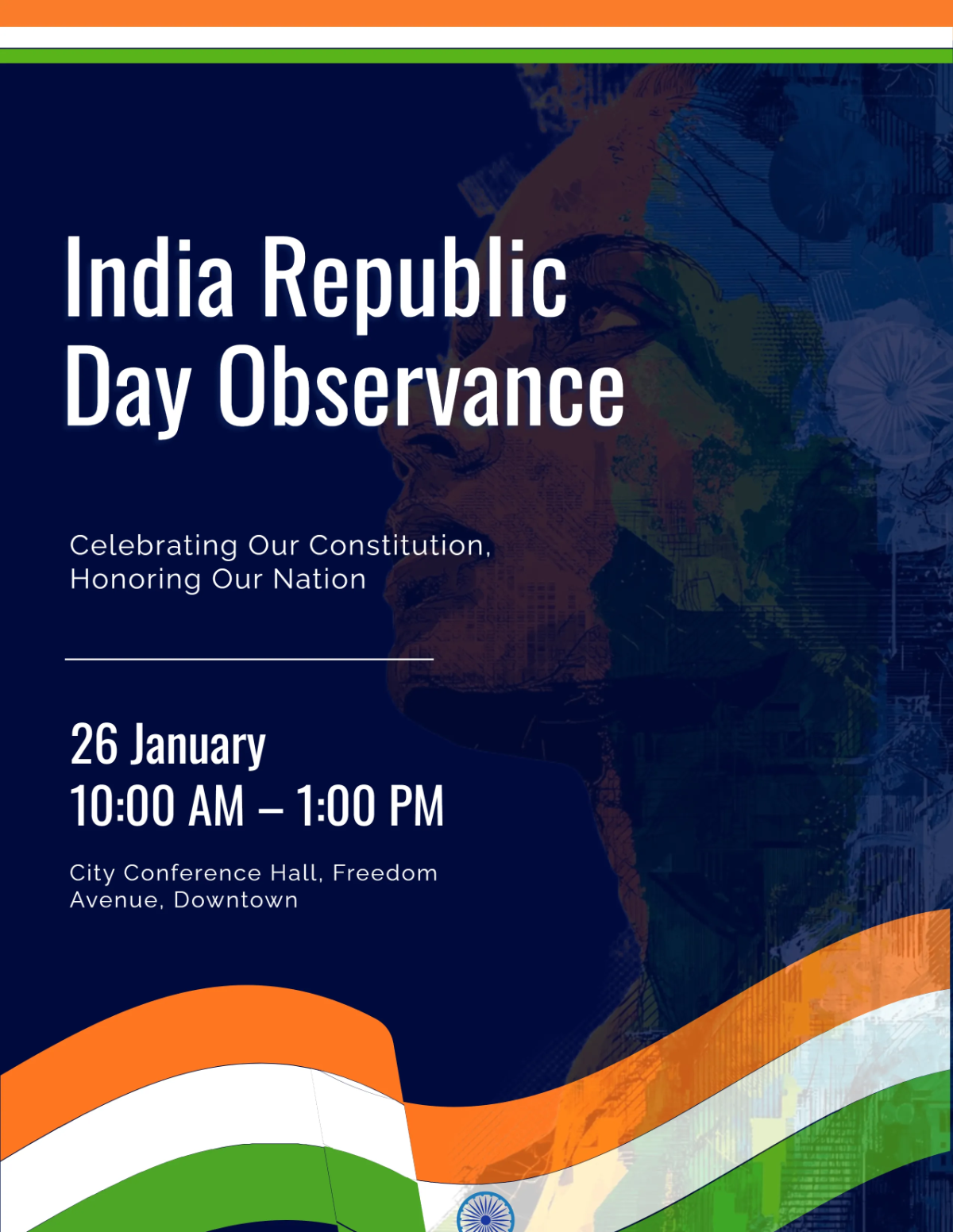 Free Professional India Republic Day Flyer Template to Edit Online