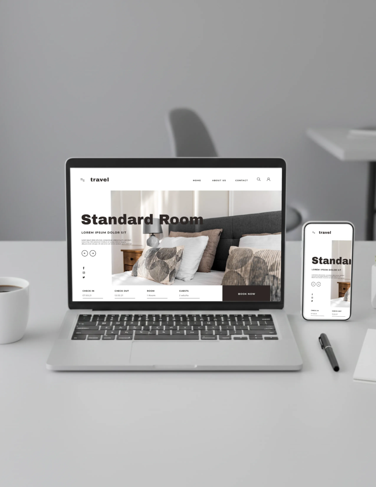 Free Laptop Mockup with Smartphone Template to Edit Online