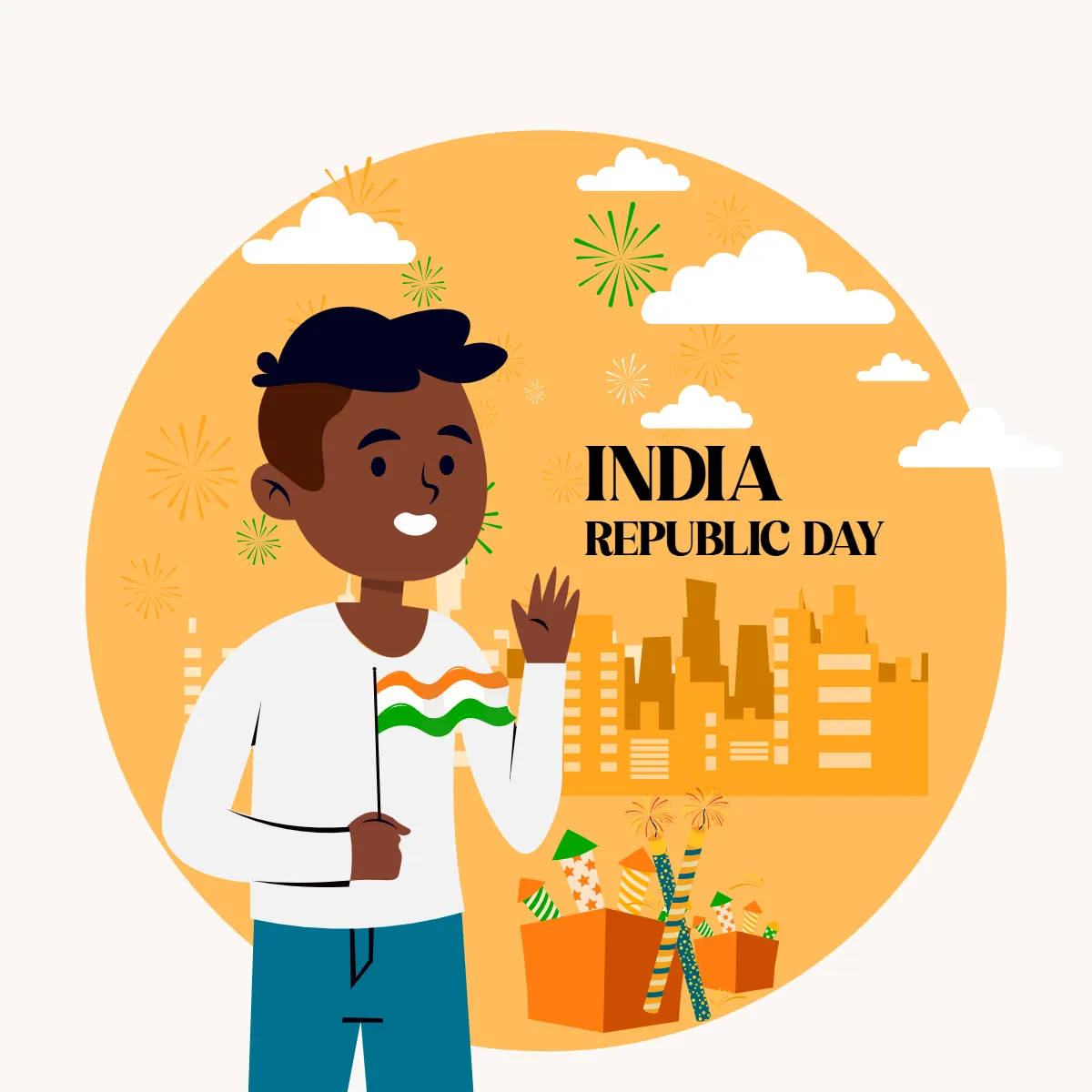 Free Flat Vector India Republic Day Cliparts Template to Edit Online