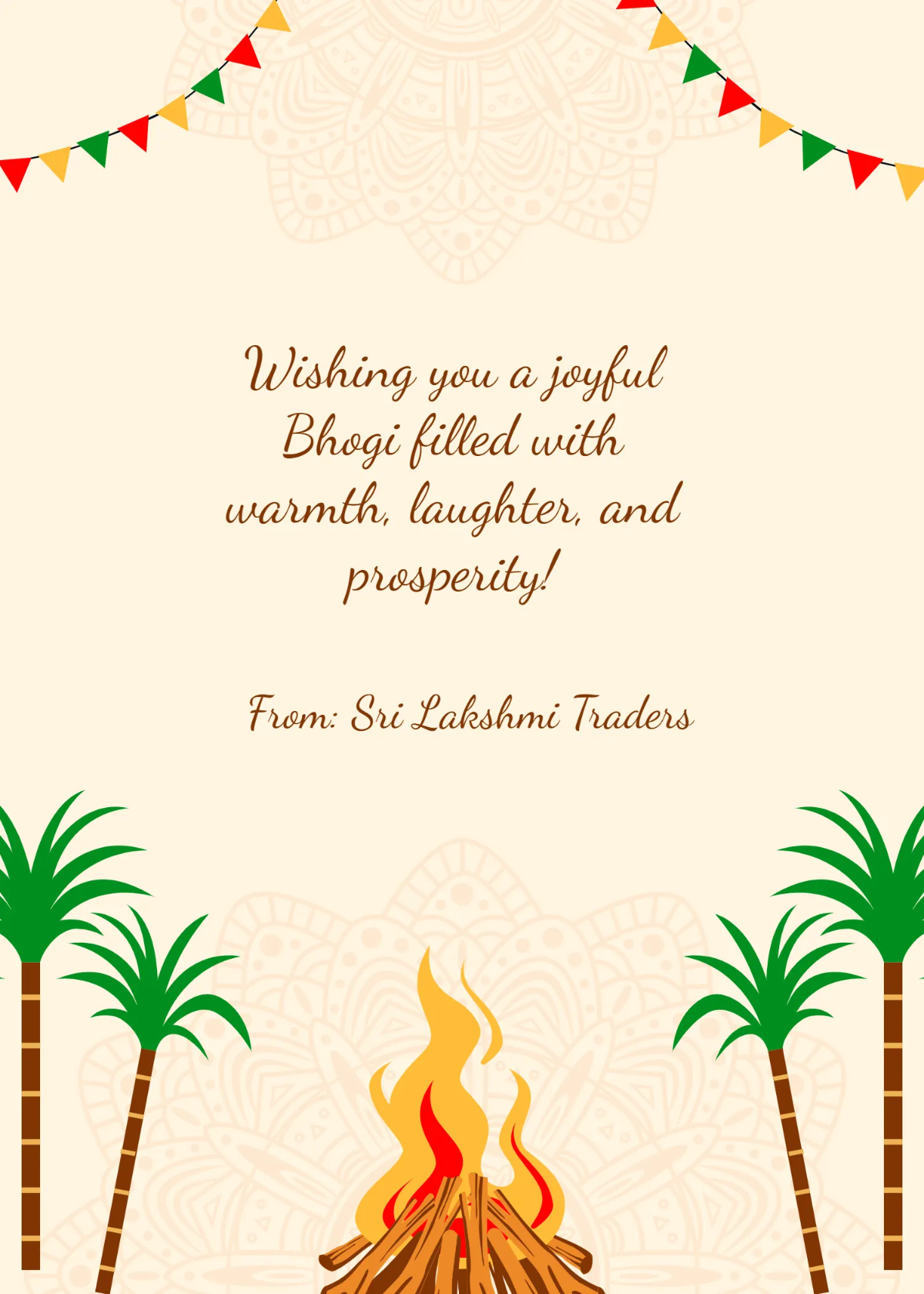 Free Pongal Bhogi Wishes Template to Edit Online