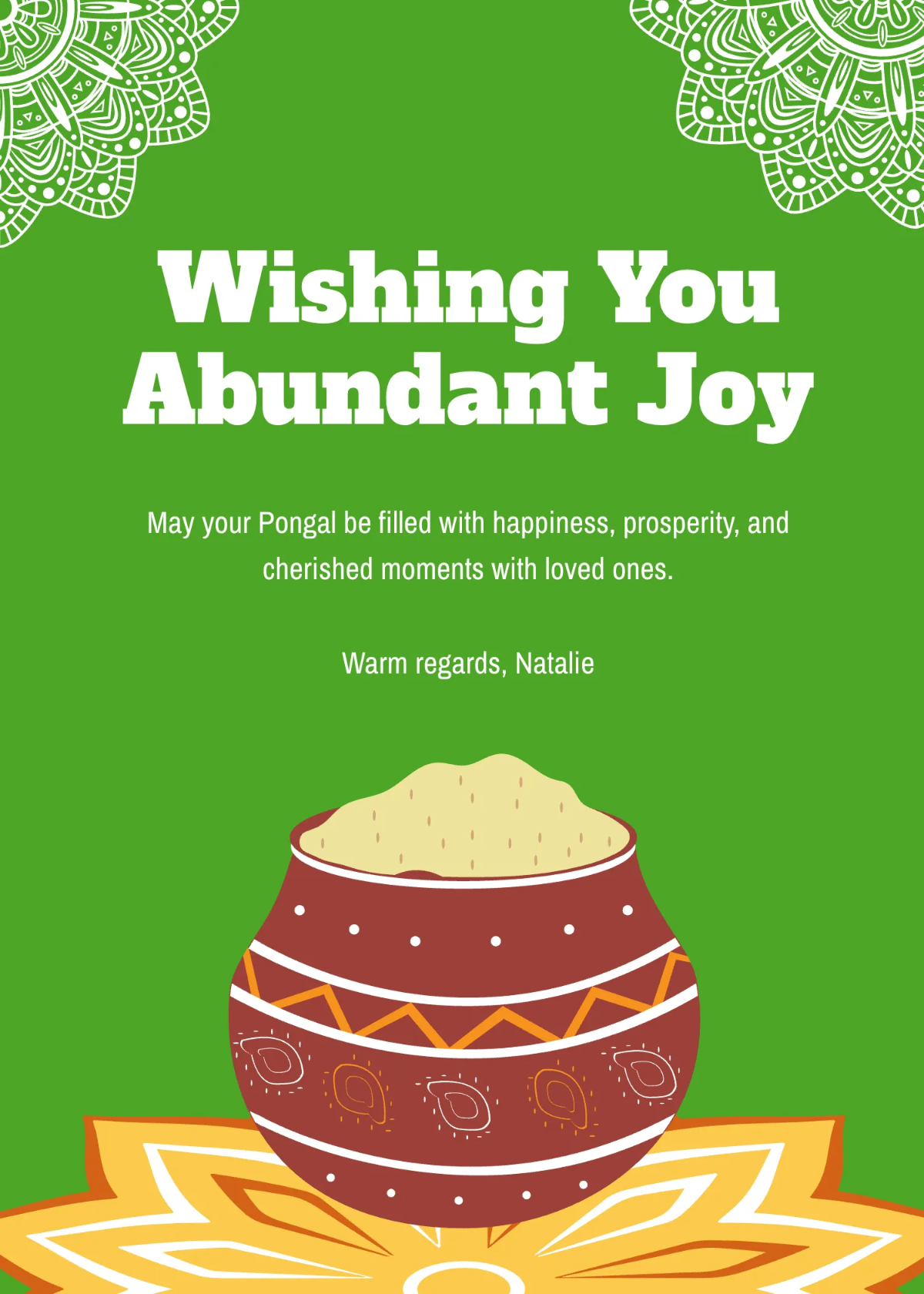 Free Traditional Pongal Wishes Template to Edit Online