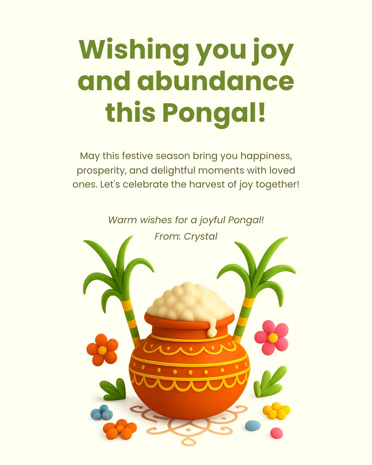 Free Happy Pongal  Social Media Wishes Template to Edit Online