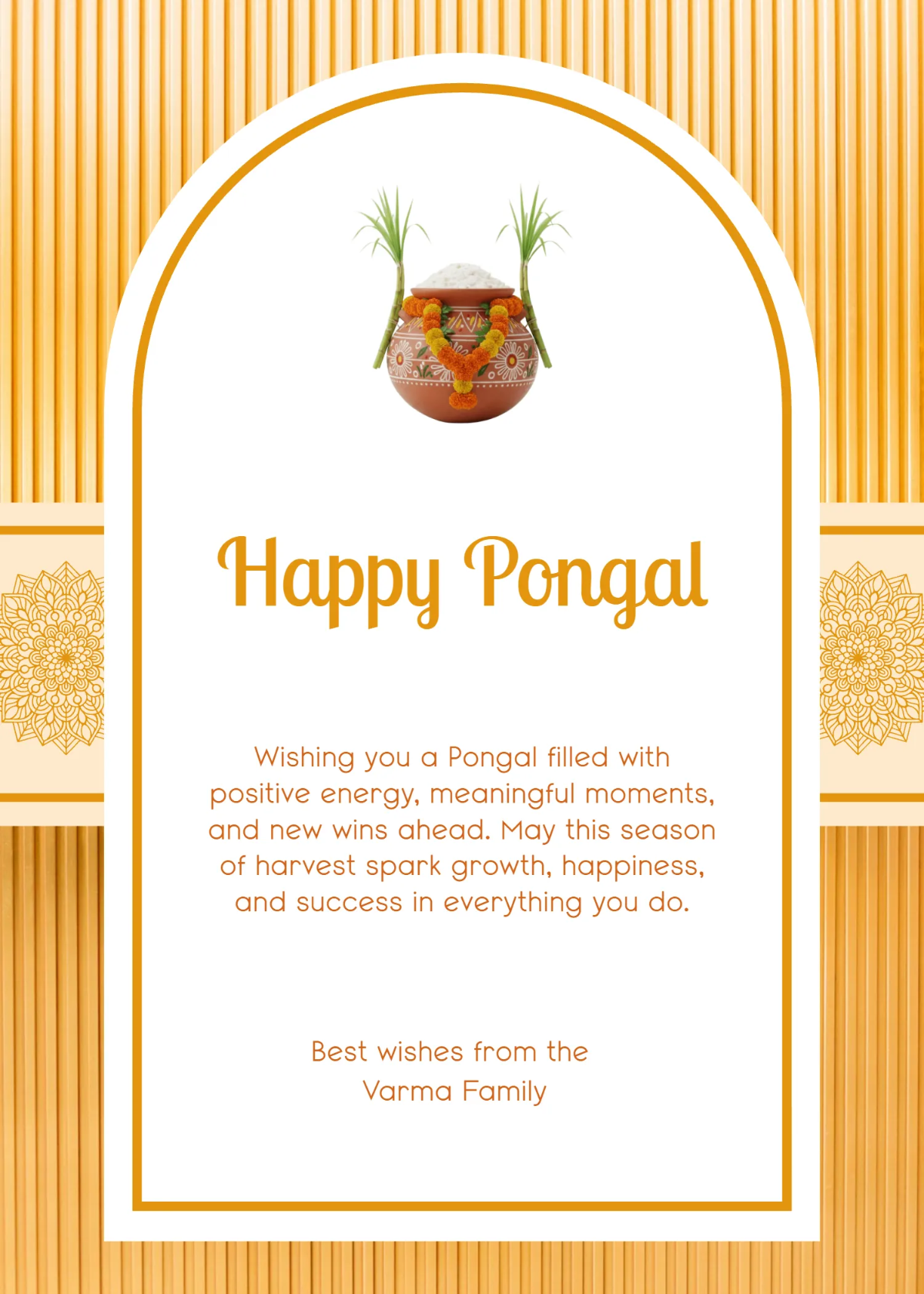 Free Modern Pongal Wishes Template to Edit Online