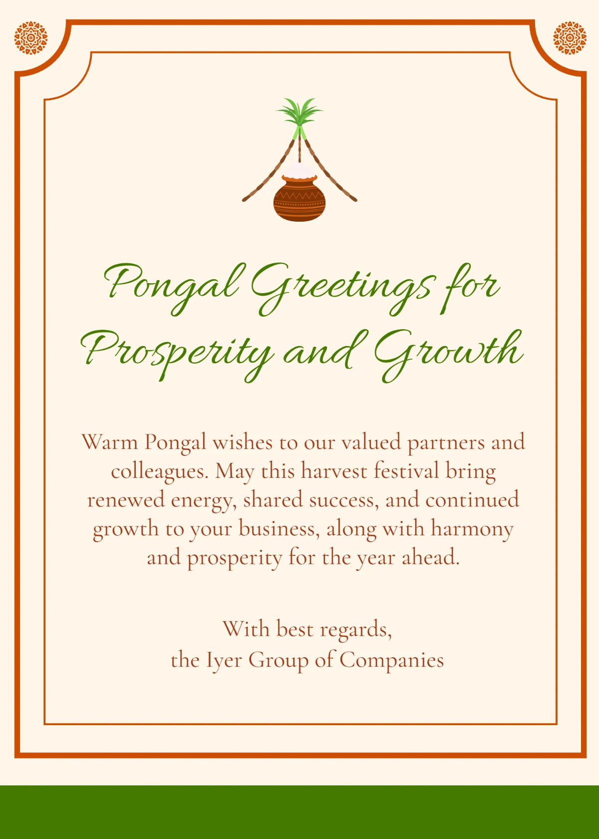 Free Pongal Corporate Wishes Template to Edit Online