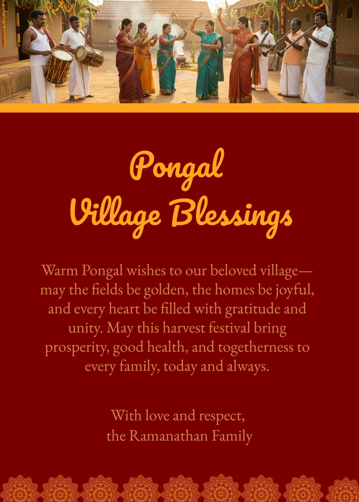 Free Pongal Village Wishes Template to Edit Online
