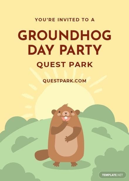 Cute Groundhog Day Invitation Template