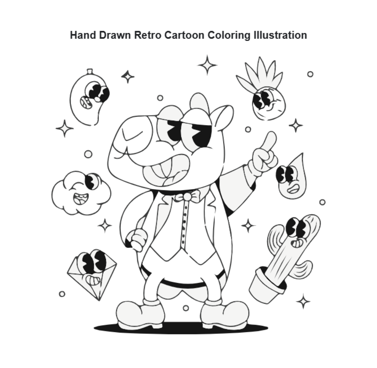Free Hand Drawn Retro Cartoon Coloring Illustration to Edit Online