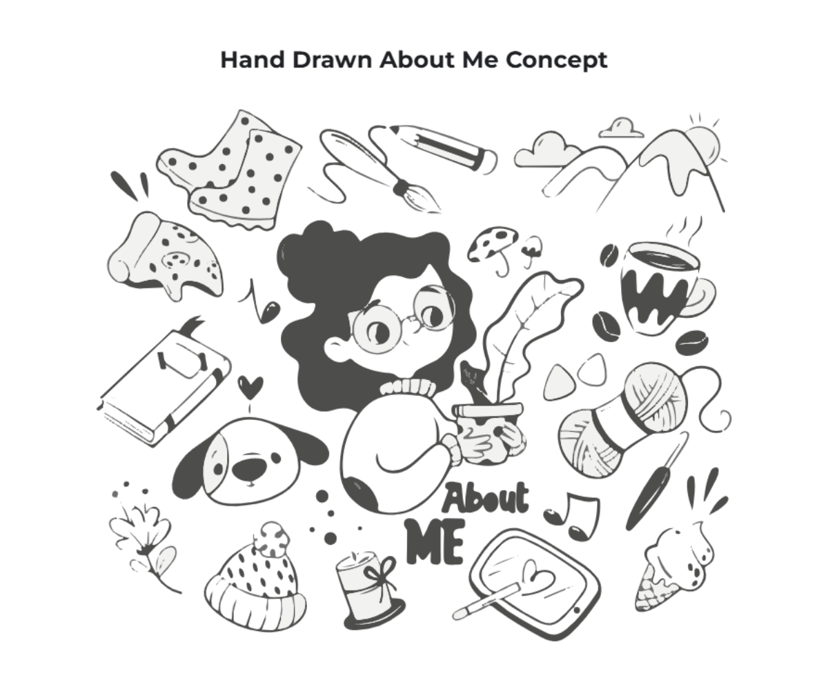 Free Hand Drawn About Me Concept to Edit Online