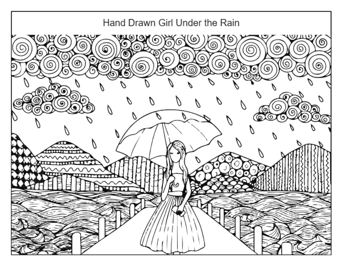 Free Hand Drawn Girl Under the Rain to Edit Online