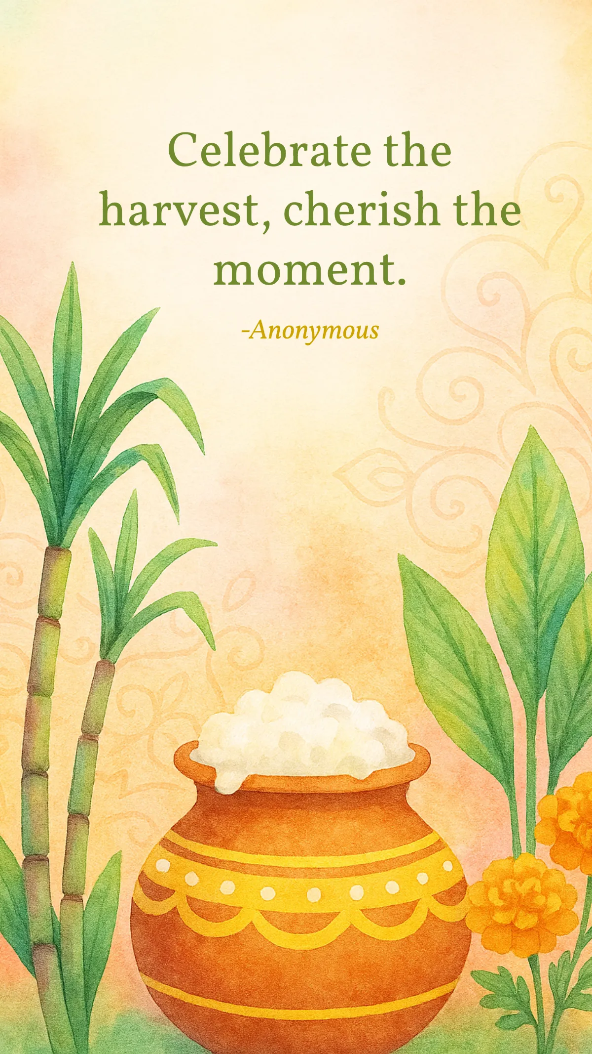 Free Water Color Pongal Quote Template to Edit Online