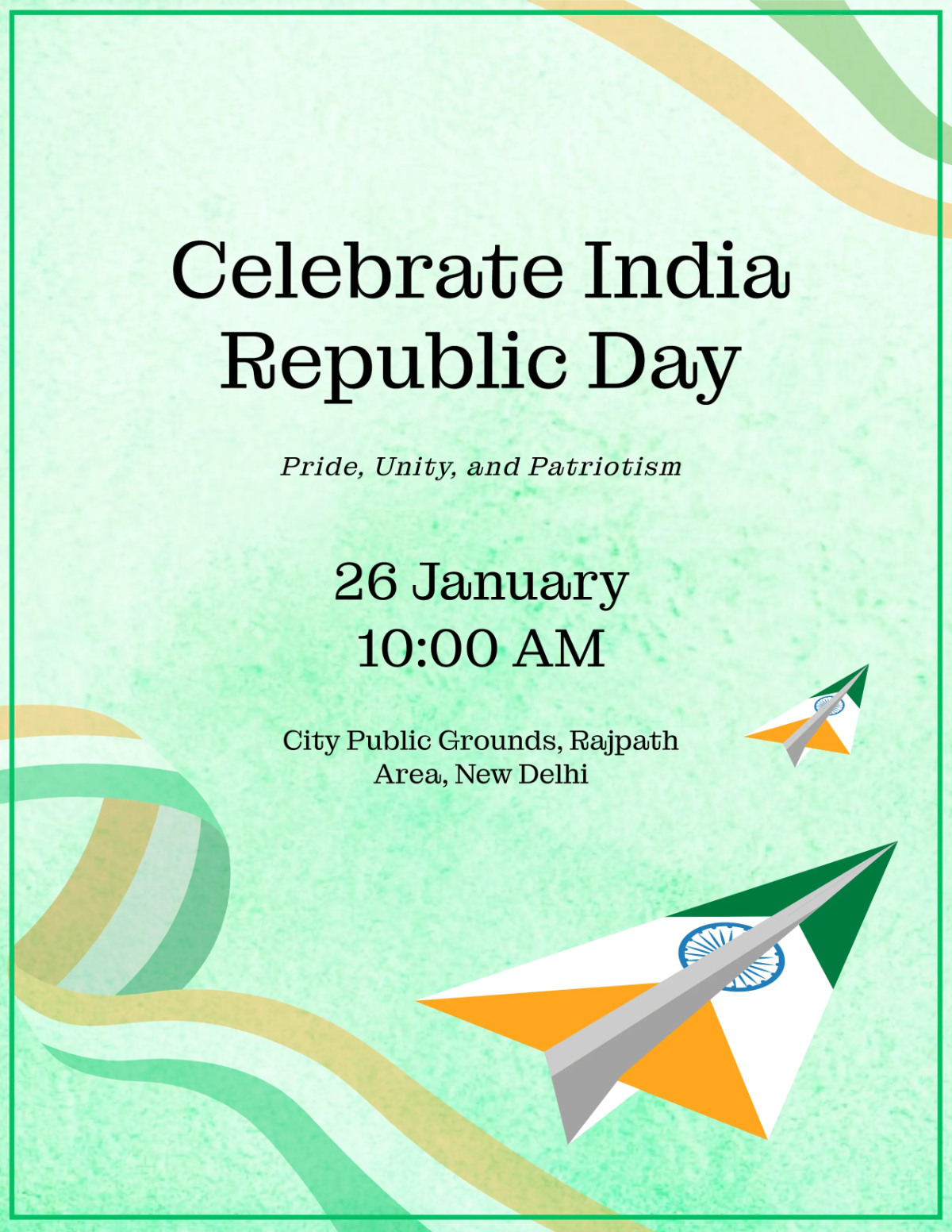 Free India Republic Day Water Color  Flyer Template to Edit Online