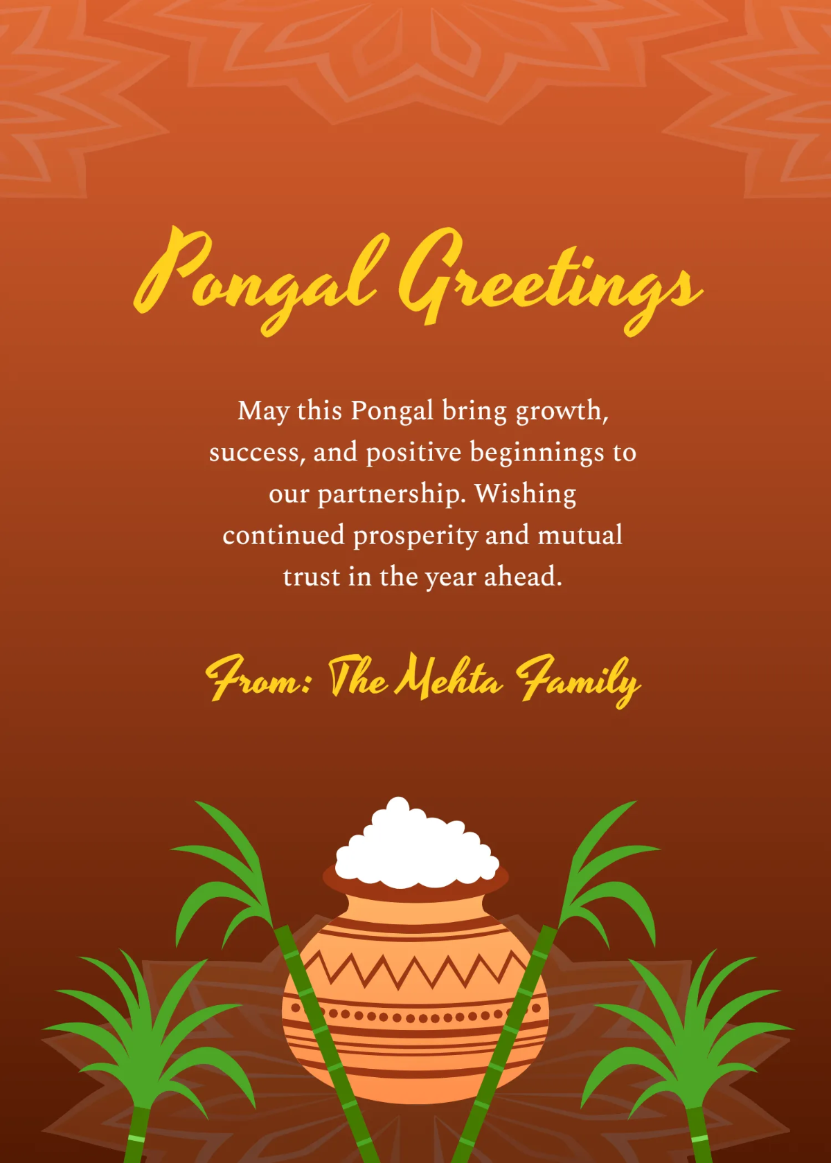 Free Pongal Business Wishes Template to Edit Online