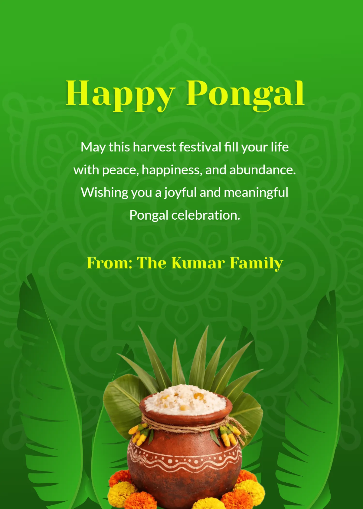 Free Simple Pongal Wishes Template to Edit Online