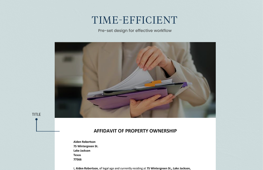 Affidavit of Property Ownership Template
