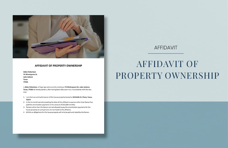 Affidavit of Property Ownership Template in Word, Google Docs, Apple Pages