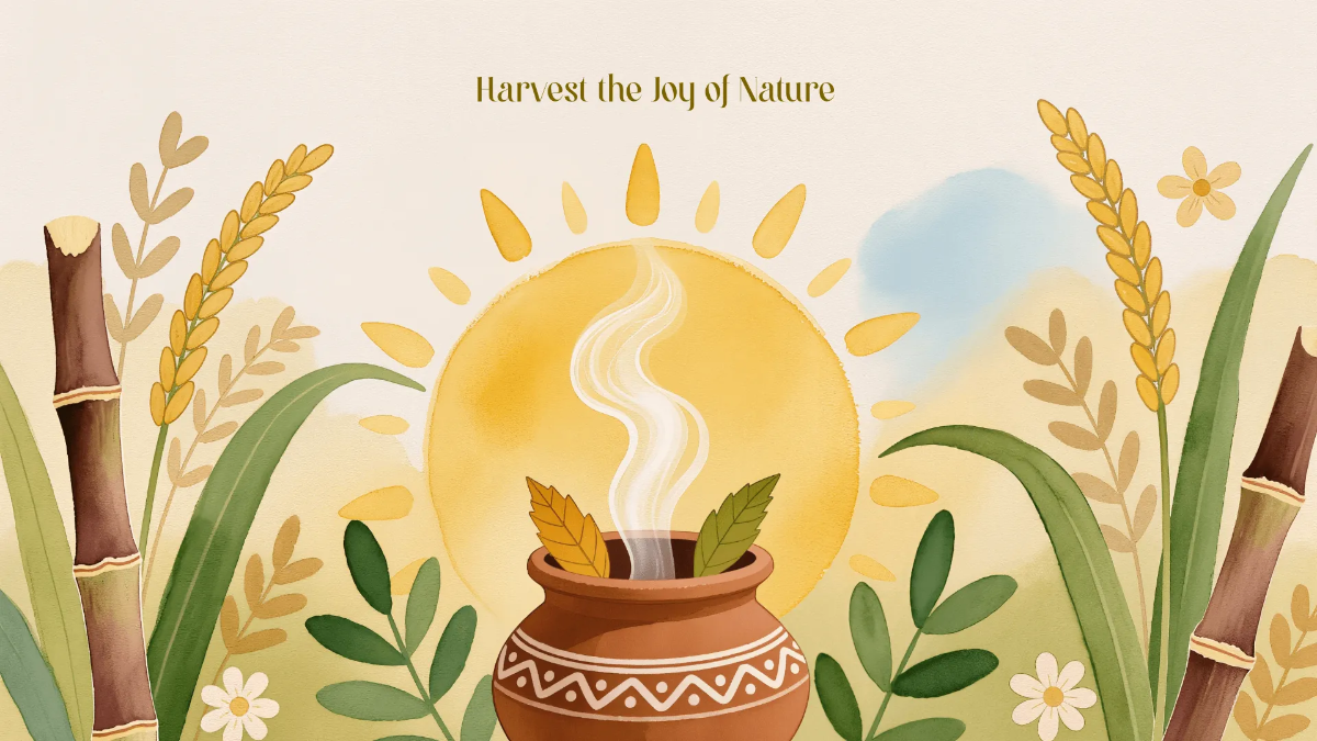 Free Water Color Pongal Background Template to Edit Online