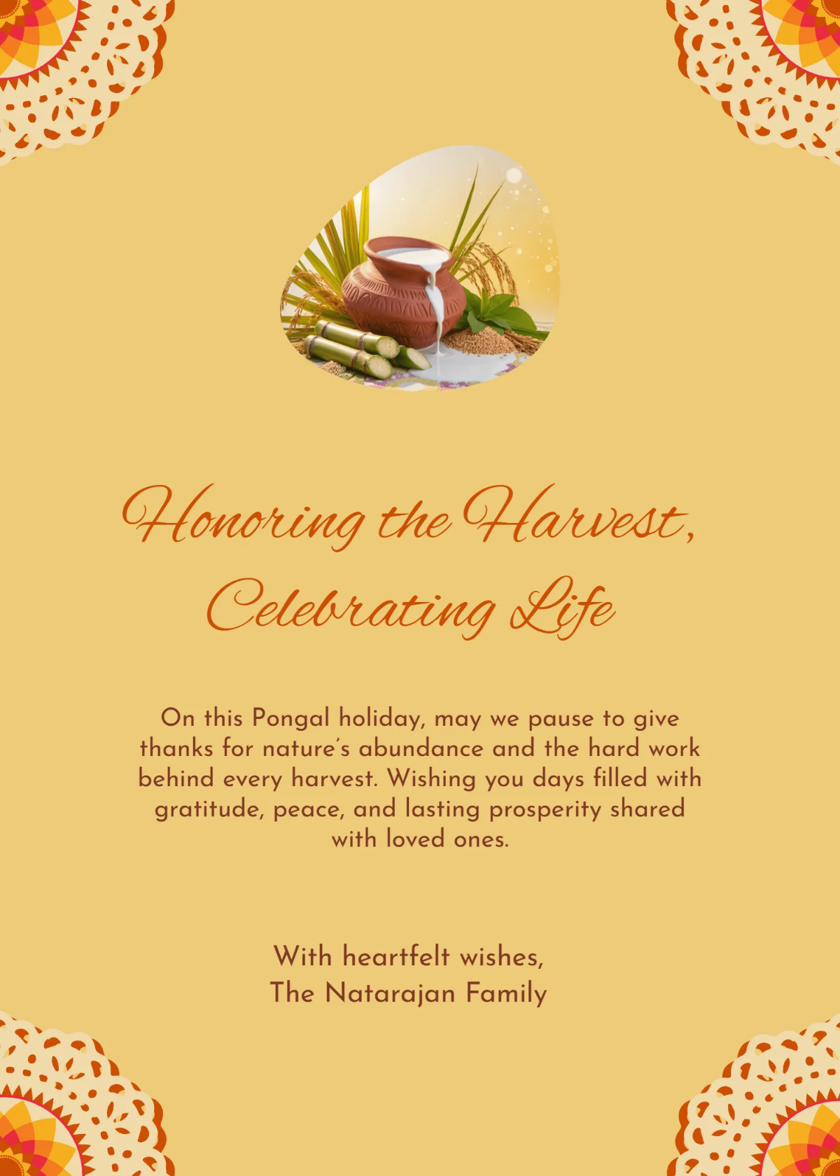 Free Pongal Meaningful Wishes Template to Edit Online